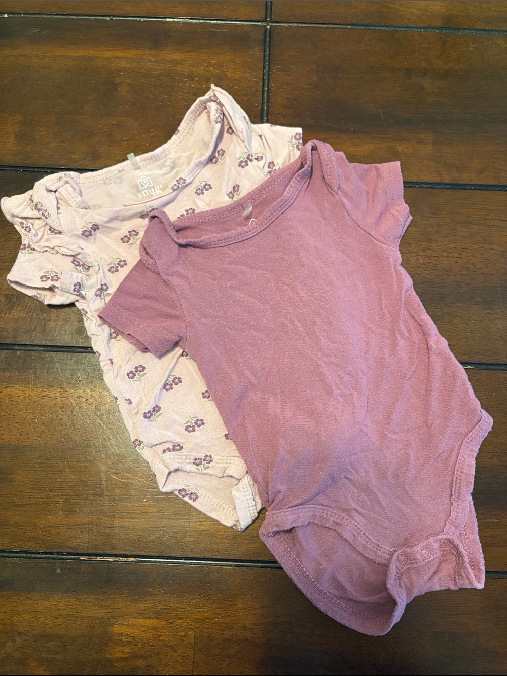 2-Pack Girls' Short Sleeve One-Piece Set - Mauve & Light Pink Floral